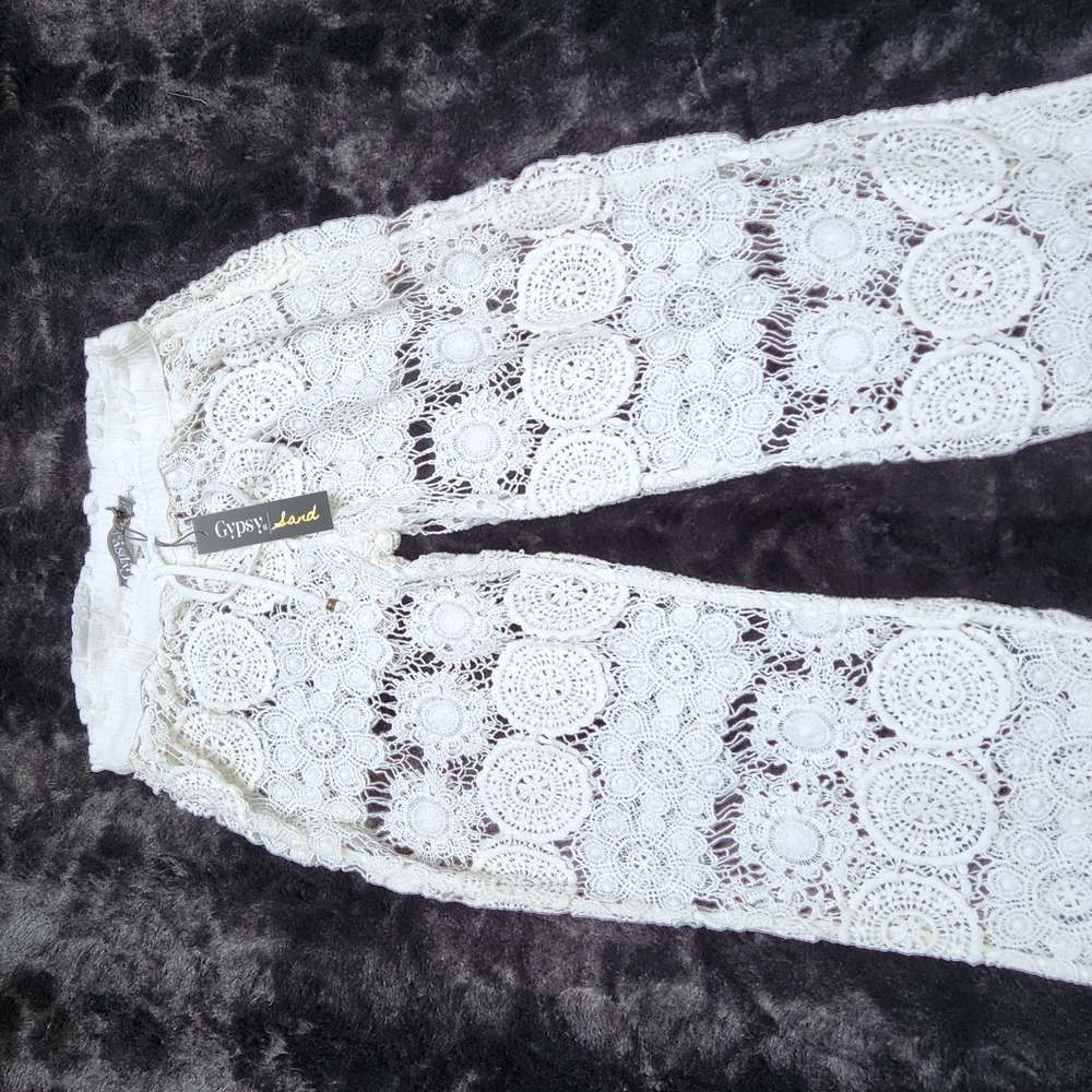 **HP** Nwt Gypsy 05 Sand Mantar Crochet Swim Cover Up Pants - Picture 6 of 14